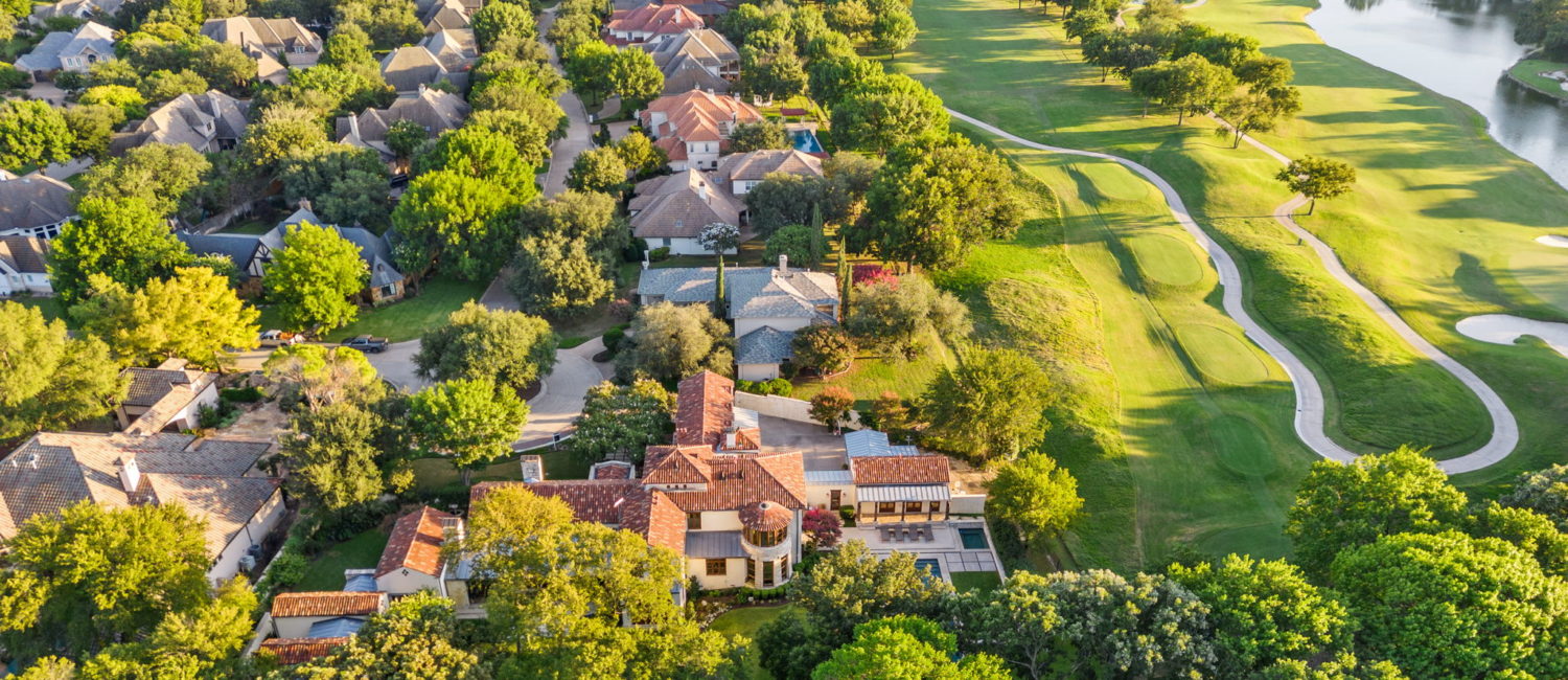 6701 Laurel Valley – The aerial view of 6701 Laurel Valley, nestled on the Mira Vista Country Club course.