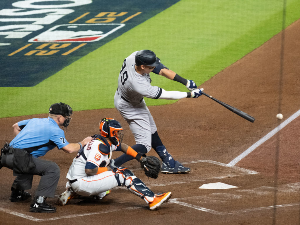 Yankees slugger Aaron Judge is always dangerous with a bat. (Photo by F. Carter Smith)