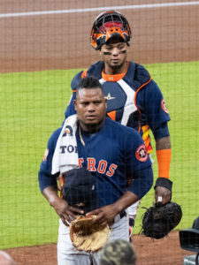 Houston Astros Yordan Alvarez hits a go-ahead  2-run home run in the 6th inning en route to  a win over the Seattle Mariners 4-2 in Game Two of the American League Division Series Thursday at Minute Maid Park