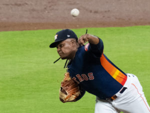 Houston Astros Yordan Alvarez hits a go-ahead  2-run home run in the 6th inning en route to  a win over the Seattle Mariners 4-2 in Game Two of the American League Division Series Thursday at Minute Maid Park