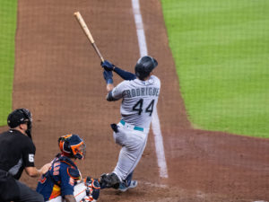 Houston Astros Yordan Alvarez hits a go-ahead  2-run home run in the 6th inning en route to  a win over the Seattle Mariners 4-2 in Game Two of the American League Division Series Thursday at Minute Maid Park