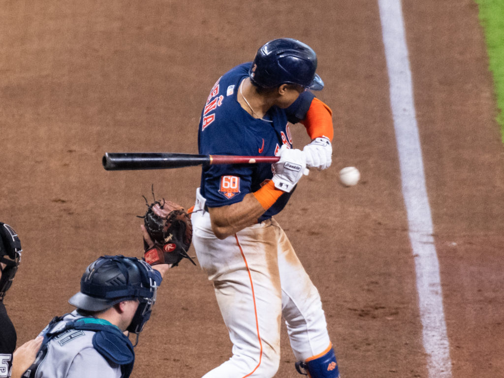Astros rookie shortstop Jeremy Pena is not afraid at the plate. (Photo by F. Carter Smith)