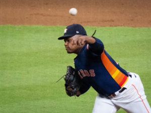 Houston Astros Framer Valdez pitched 7 innings to win Game Two of the American League Championship Series over the New York Yankees Thursday at Minute Maid Park