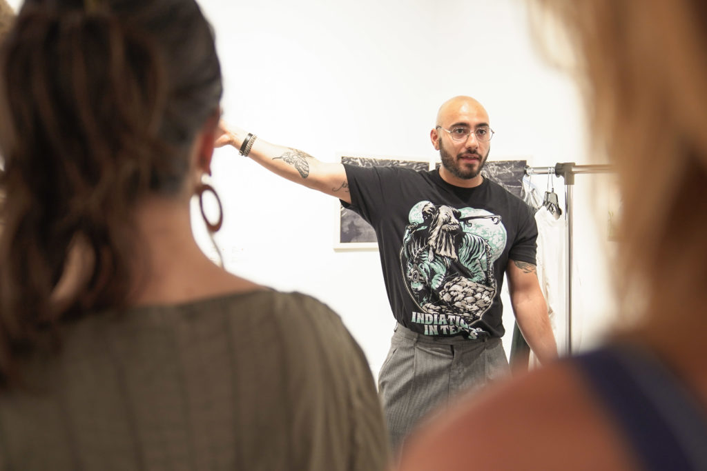 Brandon Kafarela addresses models before the MOLLY x NIKO fashion show. (Photo by Alexander Le'jo)