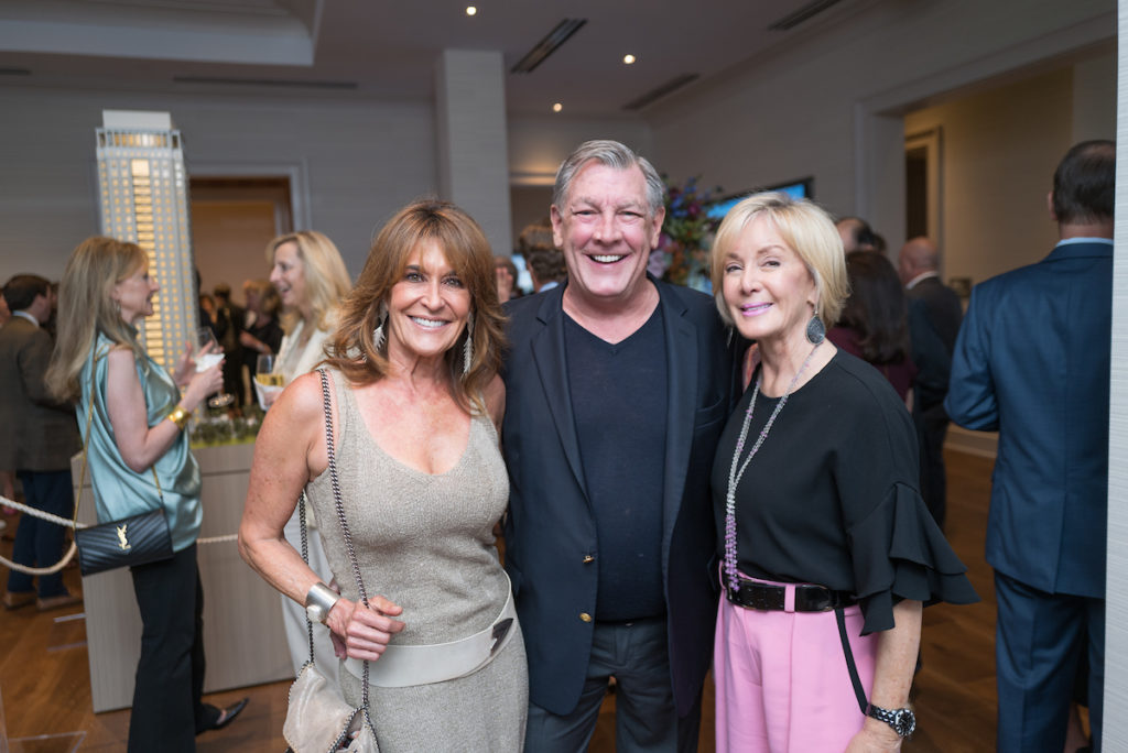 Annie Amante, Neal Hamil, Sheridan Williams at the grand opening of the 1661 Tanglewood luxe sale office in Uptown Park. (Photo by Daniel Ortiz)