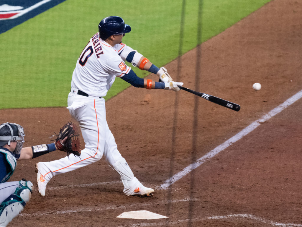 Houston Astros first baseman Yuli Gurriel seemed to step back into a hitting time machine in game one of the Astros playoff run. (Photo by F. Carter Smith)