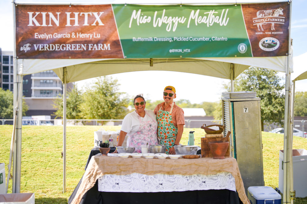 KIN HTX chefs Evelyn Garcia, Henry Lub at Houston's inaugural Chefs for Farmers event, held at Autry Park. (Photo by Robert Lerma)