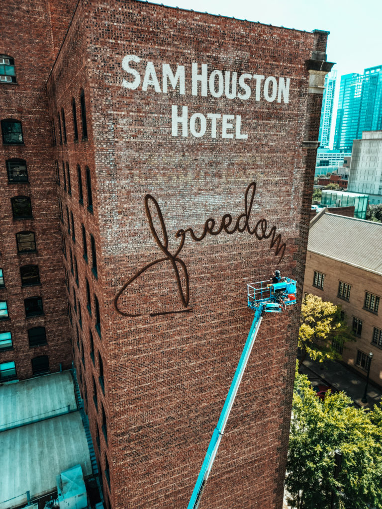 The "Human Rights" mural is by Victor Ash, a Copenhagen-based artist. (Photo by @superkant and @cyvisuals_, courtesy Street Art for Mankind)