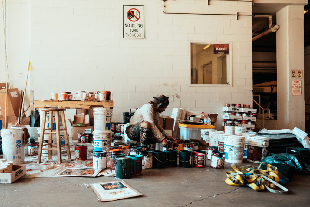 Street artist Sonny Sundancer works in studio. (Photo by @superkant and @cyvisuals_, courtesy Street Art for Mankind)