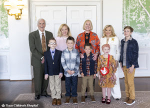 Event Chairs (L to R) Scott Basinger, Judi McGee, Elsie Eckert, Sidney Faust, with Patient Champions (L to R) Owen, Mason, Zach, Nova, Bennett