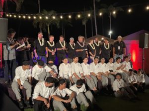 HIFW – Roy Yamaguchi introduces the talent and culinary students at Oct. 22nd Big, Bold, and Beautiful event on Maui. Photo by Courtney Dabney.