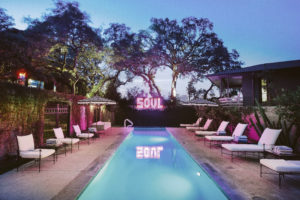 Hotel Saint Cecilia – Pool x SOUL Sign at Dusk – Nick Simonite