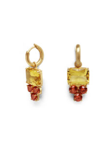 IRENE NEUWIRTH GEMMY GEM BERYL AND SPESSARTINE GARNET YELLOW GOLD EARRINGS