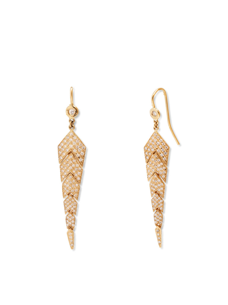 Jacquie Aiche Full Pave Small Fishtail Yellow Gold Earrings