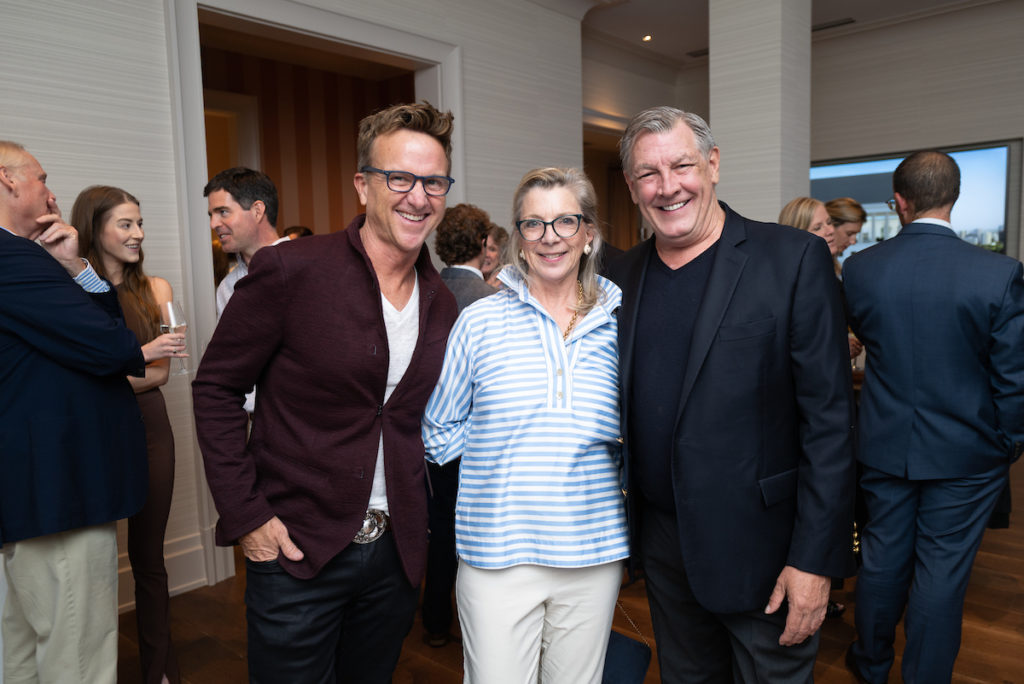 Jay Monroe, Pam Goss, Neal Hamil at the grand opening of the 1661 Tanglewood luxe sale office in Uptown Park. (Photo by Daniel Ortiz)