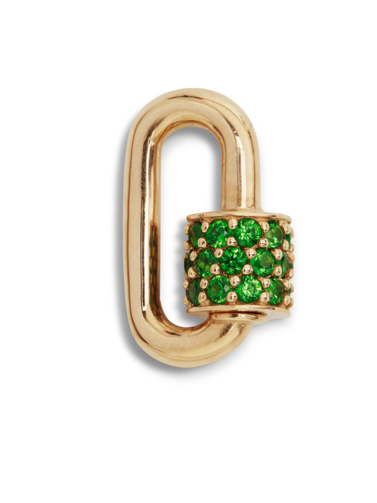 Marla Aaron Tsavorite Stoned Yellow Gold Chubby Baby Lock