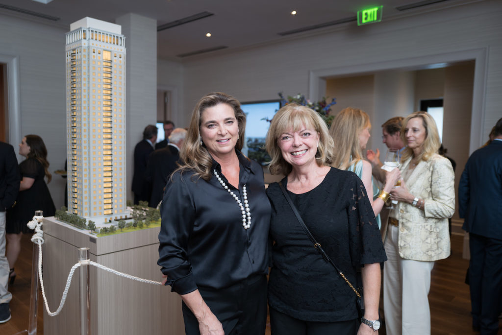 Mary Elizabeth Hahnfeld, Beth Adami at the grand opening of the 1661 Tanglewood luxe sale office in Uptown Park. (Photo by Daniel Ortiz)