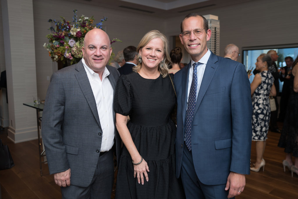 Paul Silverman, Robin Conner, Cliff Siegel at the grand opening of the 1661 Tanglewood luxe sale office in Uptown Park. (Photo by Daniel Ortiz)