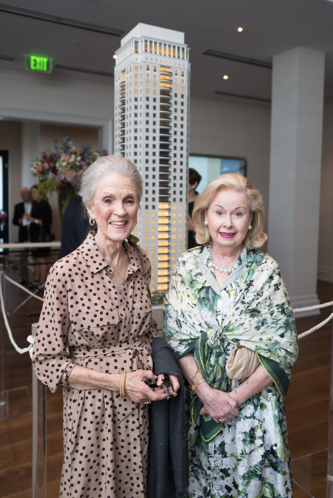 Sallie Bell Rutherford, Barbara Tartt at the grand opening of the 1661 Tanglewood luxe sale office in Uptown Park. (Photo by Daniel Ortiz)