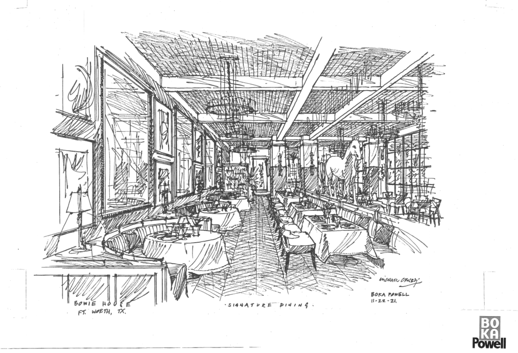 A rendering of the signature dining room at Bowie House Hotel (photo courtesy of Michael Crosby of BOKA Powell)