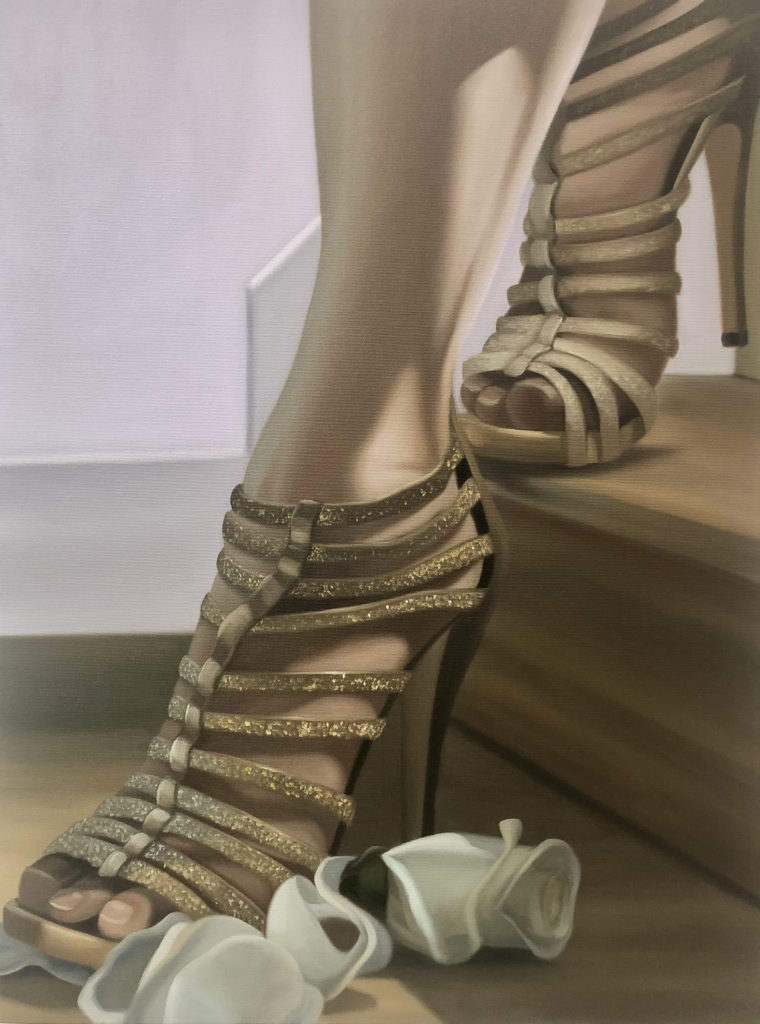 A bold feminist statement: Kelli Vance's "Her Descent," 2022, is up for acquisition at Art League Houston's Illumination Gala. (Image courtesy of Art League Houston and the artist)