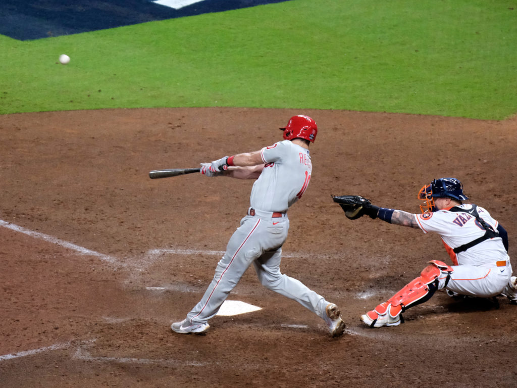 J.T. Realmuto will be a Phillies hero forever if Philadelphia goes on to win this World Series. (Photo by F. Carter Smith)