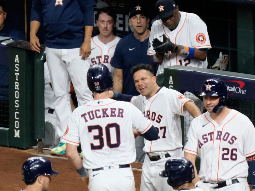 Kyle Tucker thrilled his Astros teammates in the World Series. (Photo by F. Carter Smith)