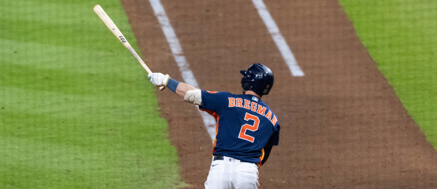 Alex Bregman hit a booming home run with Kate Upton holding his baby son Knox.  (Photo by F. Carter Smith)