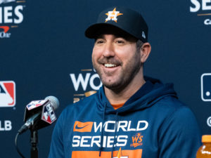 Media Day as the Houston Astros and Philadelphia Phillies prepare for the World Series Thursday at Minute Maid Park