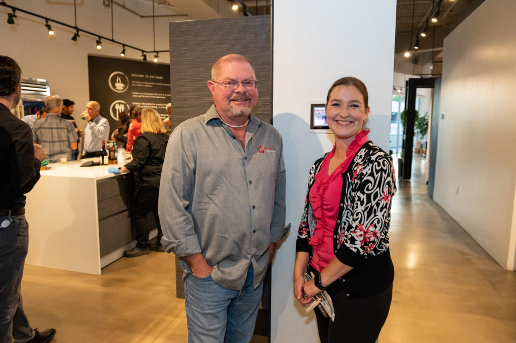 Western Window Systems' Anthony Stacker and Heather Bergeron at the Houston AIA Home Tour Appreciation Party (Photo by Killy Chavez)