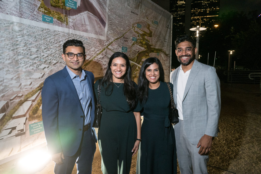 Zishan Momin, Sana Momin, Shabana Momin, Azim Makanojiya at the Buffalo Bayou Partnership gala. (Photo by Daniel Ortiz)