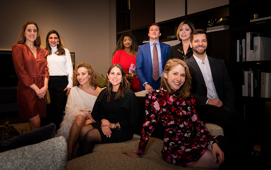 Maria Suarez, Lorena Vasquez, Carla Muñoz, Lucia Moncada, Ana Galeano, Matteo Cugnasca, Isabel Porter, Roger Leal Martinier, Rae Strong at CAM Studio Poliform Grand Opening (Photo by Shane Dante)