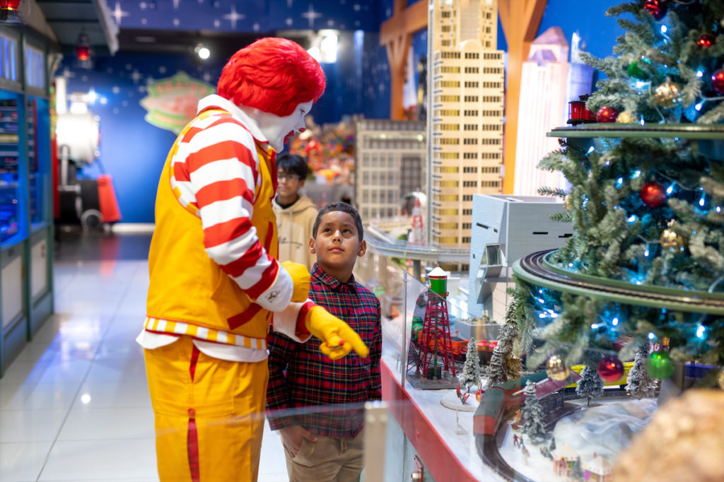 2. Trains at NorthPark Opening – Ronald McDonald and Vasco Castaneda (Photo by Bret Redman)