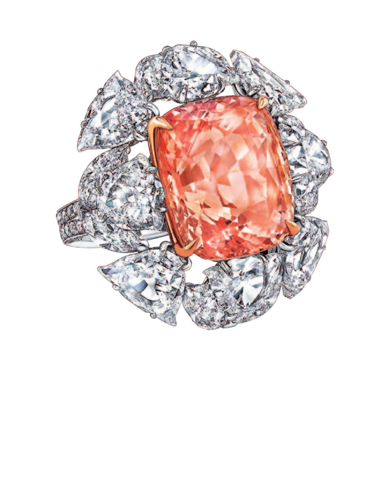 Padparadscha sapphire ring.