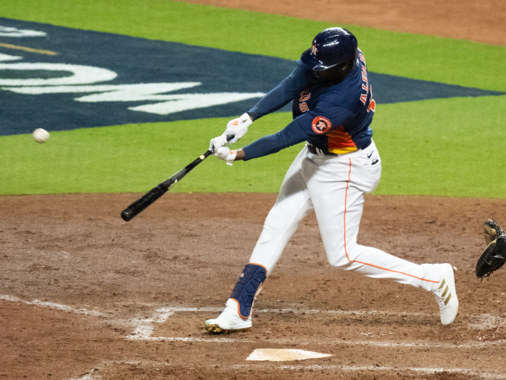 Yordan Alvarez does damage when the Houston Astros need it most. (Photo by F. Carter Smith)