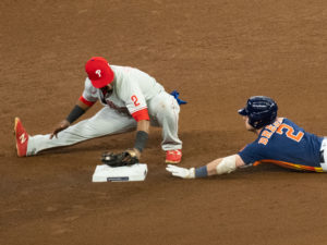 Yordan Alvarez hits a 3-run home run in the sixth inning as The Houston Astros and Philadelphia Phillies met for Game Six of the World Series Saturday at Minute Maid Park