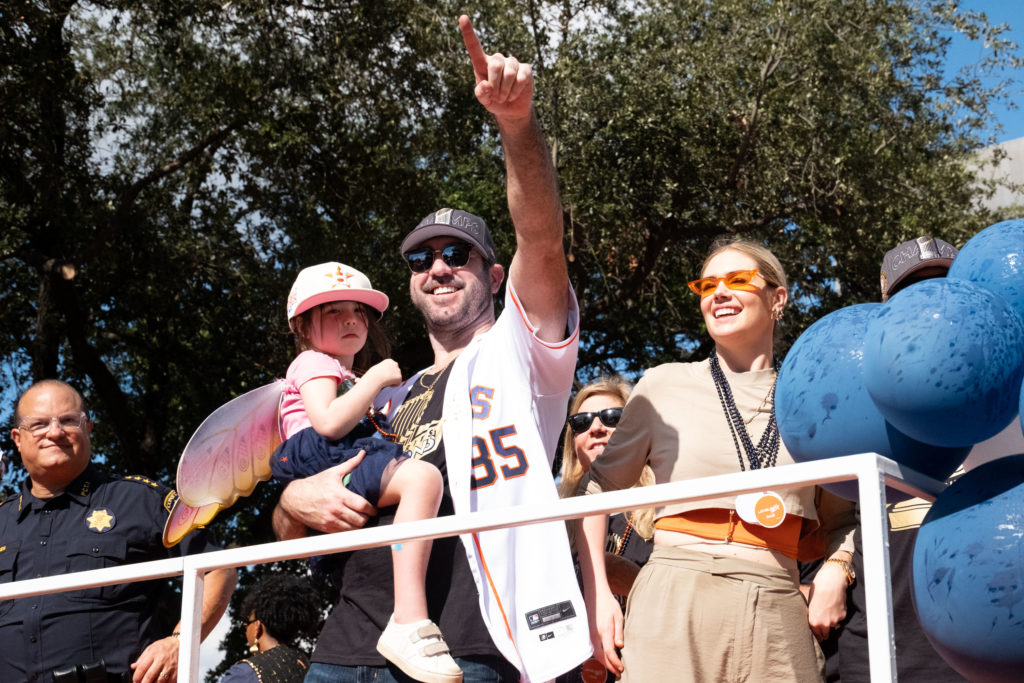 Justin Verlander, Kate Upton and their daughter Genevieve have a way of making their Houston moments count. Now Justin Verlander is back in town thanks to Astros owner Jim Crane's trade push, (Photo by F. Carter Smith)
