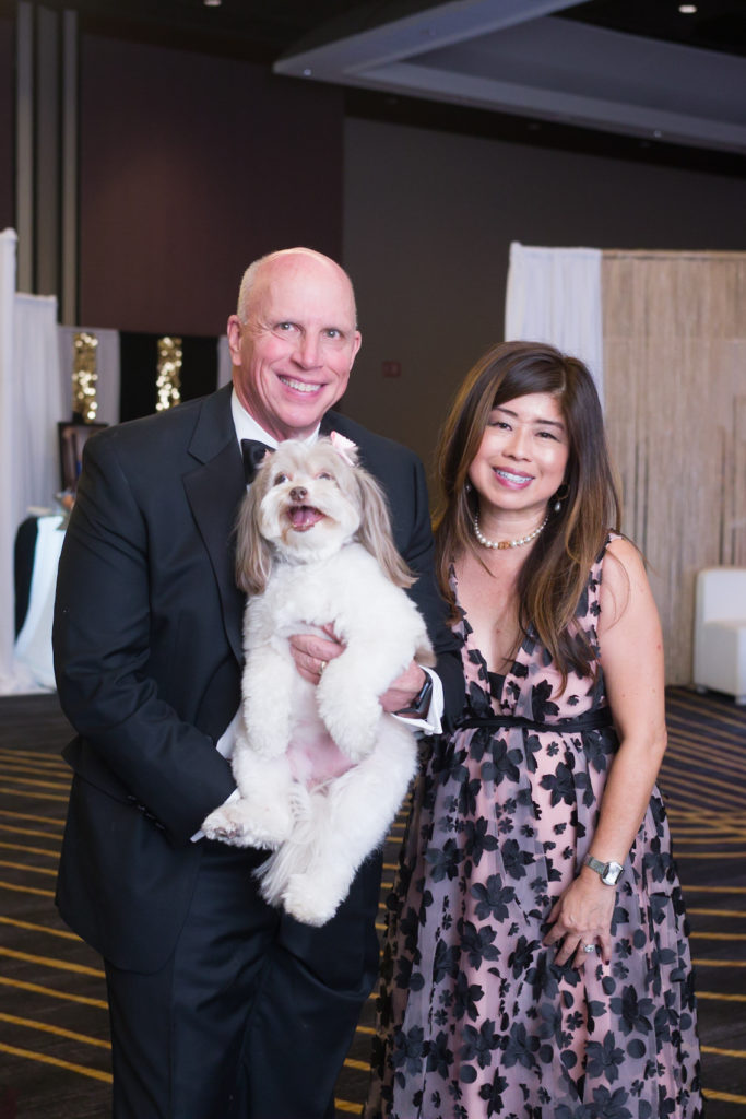 David Webster & Rose Chen with Muffin at the Citizens for Animal Protection gala (Photo by Daniel Ortiz)