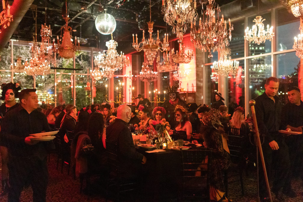 The deliciously eerie scene during Flora's Cena Negra in tribute to Dia de los Muertos. (Photo by Leah Walker Wilson)