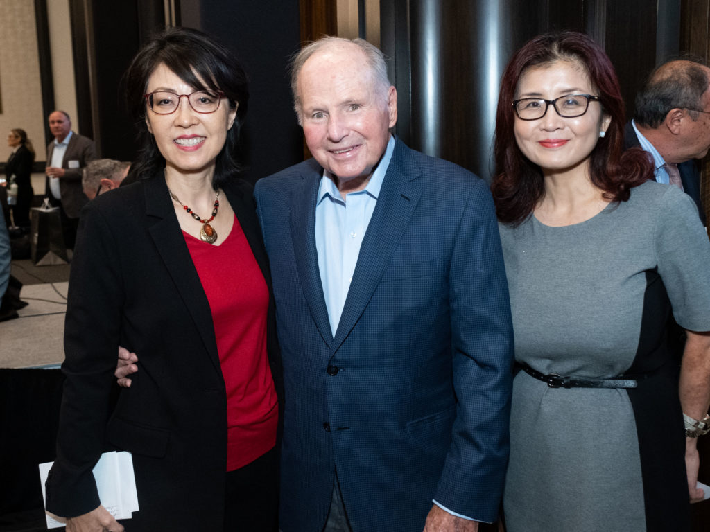 Gigi Lee, Don Sanders, Helen Zhou at State Senator John Whitmire's official announcement of his candidacy for Houston mayor with Tillman Fertitta and the host committee at the Post Oak Hotel at Uptown Houston. (Photo by F. Carter Smith)