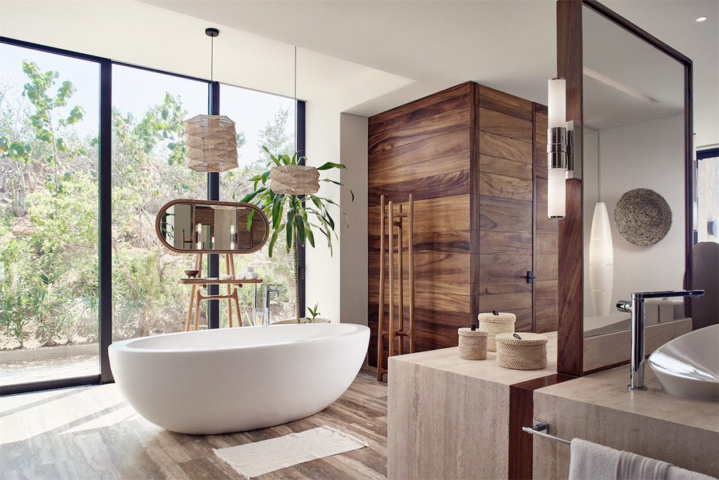 The bathrooms in Zadún guest rooms include soaking subs, walk-in showers, and plenty of space.