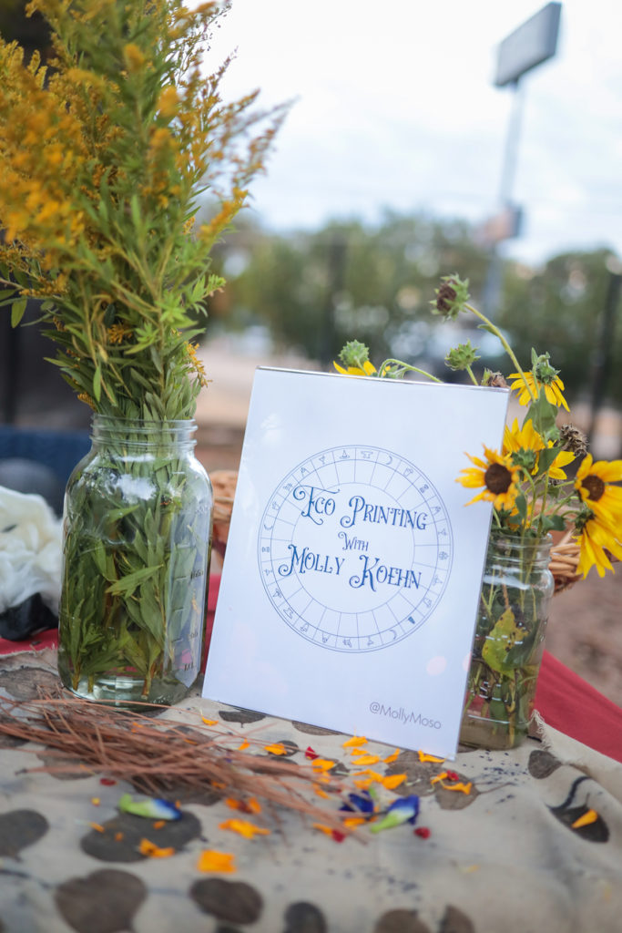 Guests enjoyed an eco-printing activity in the garden at Houston Center for Contemporary Craft Martini Madness (Photo by Katy Anderson)