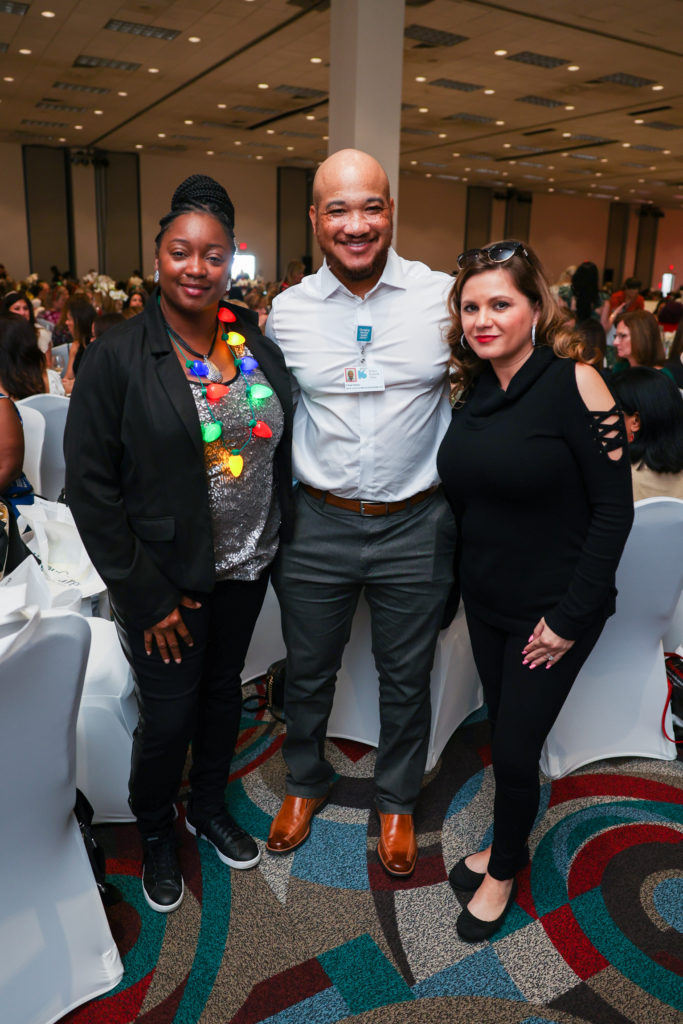 Renee Edmond, Chad Jones, Claudia Munoz at the Houston Ballet Nutcracker Market Saks Fifth Avenue Luncheon. (Photo by Melissa Taylor)
