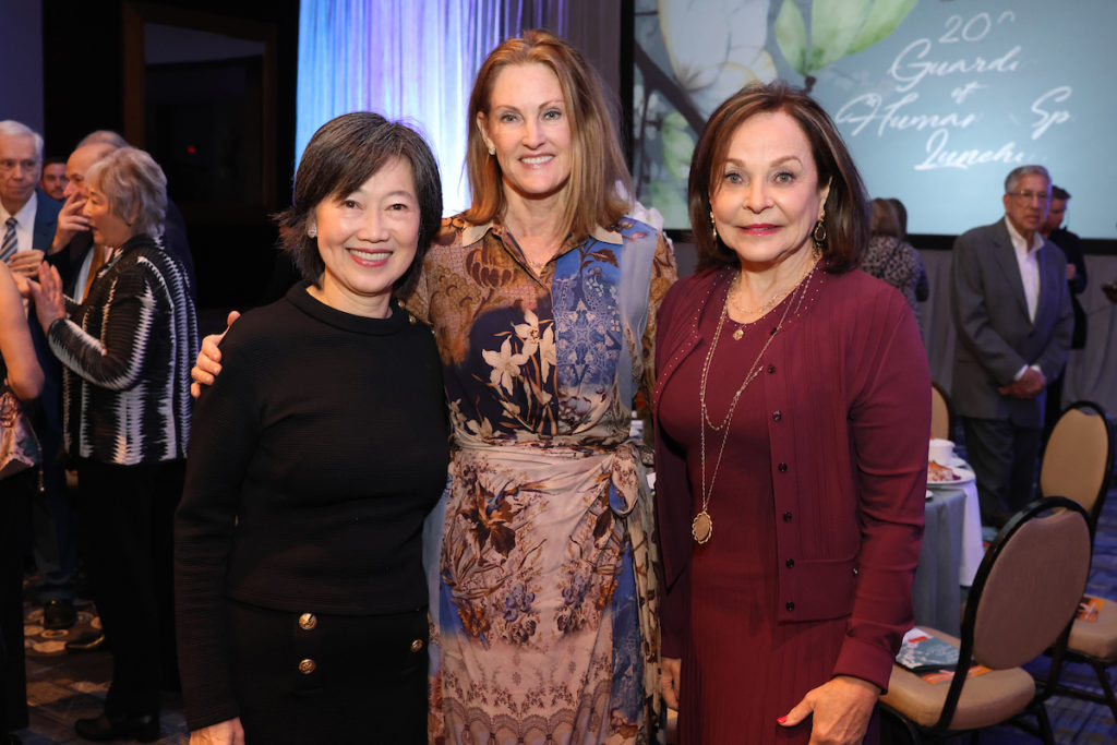 Luncheon chair Anne Chao, Stephanie Tsuru, Jane DiPaolo at Holocaust Museum Houston Guardian of the Human Spirit Award luncheon.
