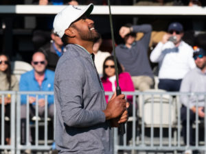 PGA golfer Tony Finau plays in Round Four en route to victory in the 2022 Cadence Bank Houston Open at Memorial Park Golf Course, Sunday