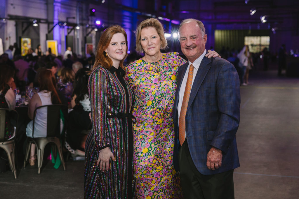 Jenna Lindley, Shelli & Steve Lindley at the Houston Arts Alliance Add on Art Gala  (Photo by Johnny Than)