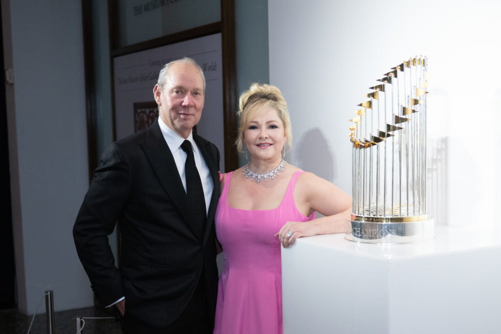 Jim & Whitney Crane with the Astros World Series Trophy at the  Museum of Fine Arts Houston Grand Gala Ball  (Photo by Jenny Antill)
