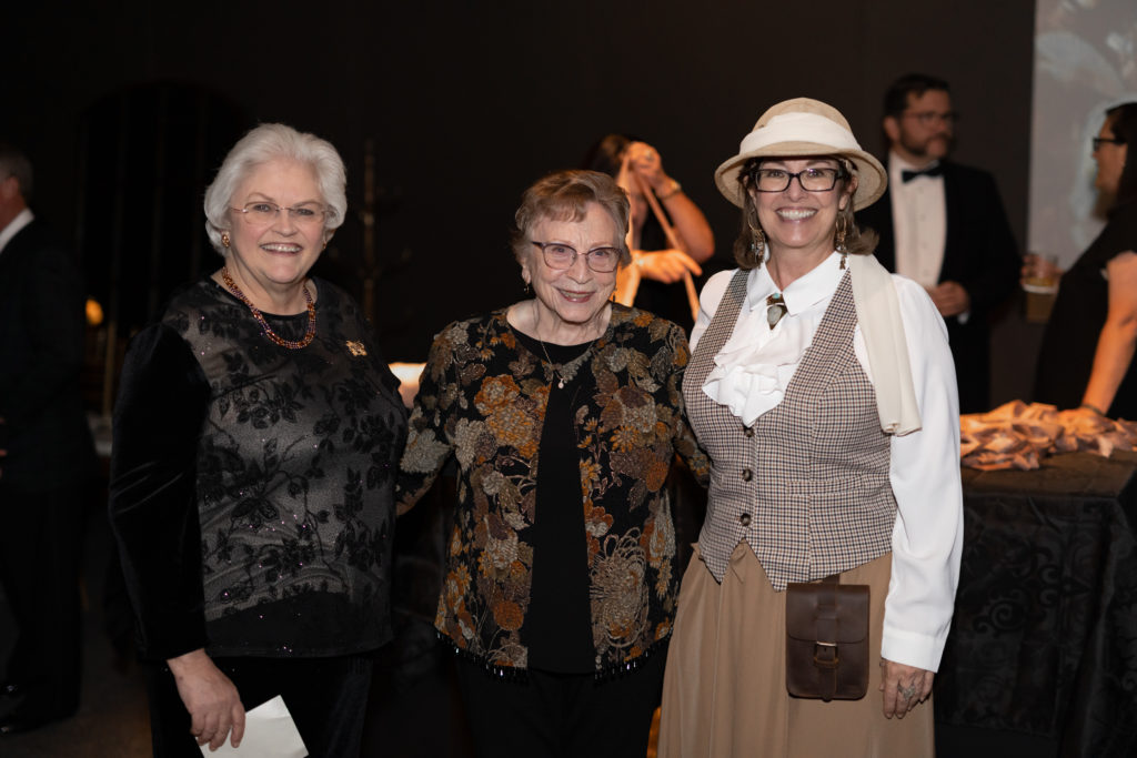 Jody Vaughan, Jeanene Goza, Michelle Marlar at the HMNS mummy reveal soirée. (Photo by Mike Rathe)