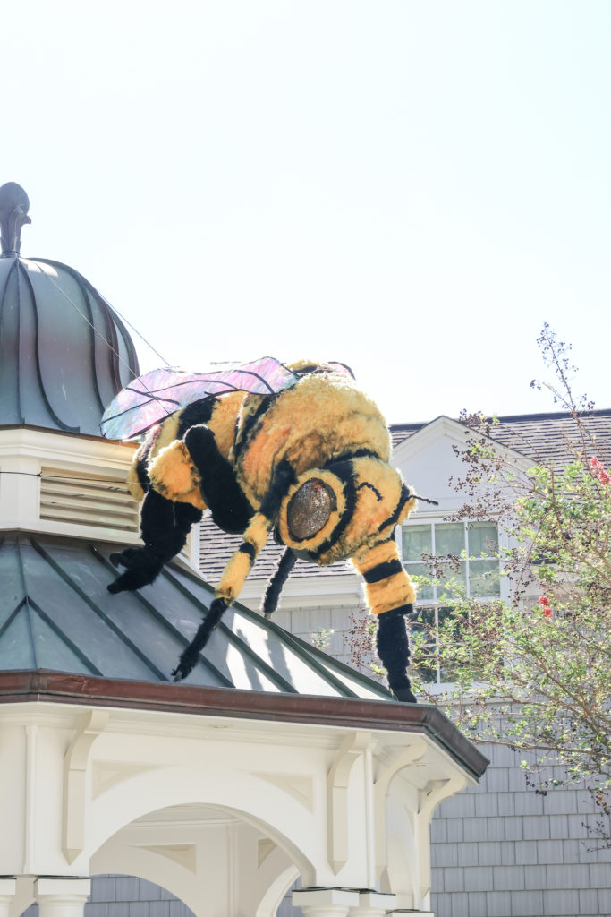 A massive bumble bee atop the conservatory in the River Oaks garden of Rini and Edward Ziegler. (Photo by Priscilla Dickson)