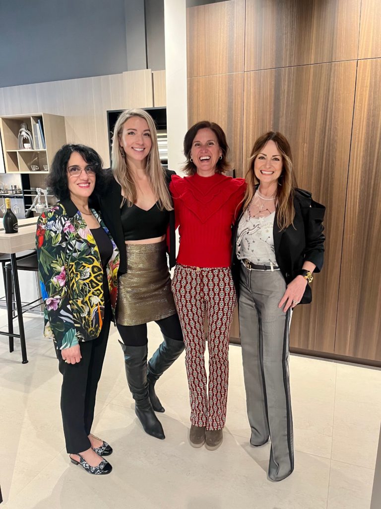 Rachelle Mostofi, Megan Hotze, Erin Stetzer, Lucinda Loya at the Arsin Rug Gallery one year anniversary celebration in Decorative Center Houston. 
